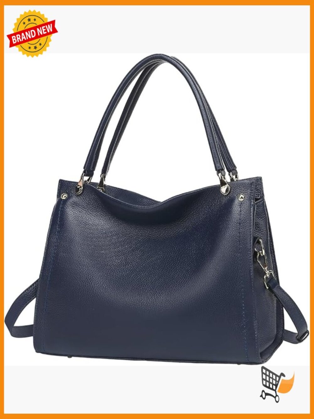 Genuine Leather Tote Handbag for Women, Soft Satchel Shoulder Purse